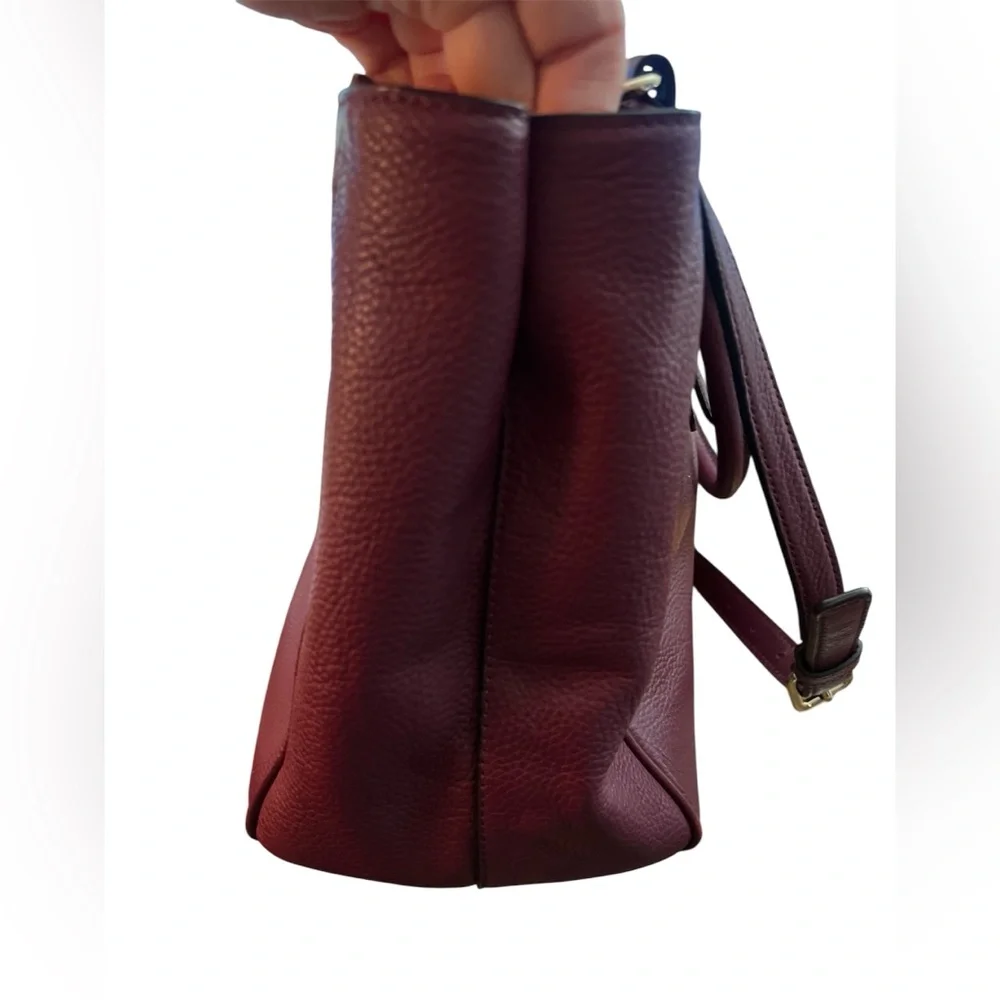 Kate Spade Tote Mulberry Street Leighann Large Burgundy Pebble Grain Leather Bag